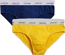 Труси-брифи чоловічі, 2 шт., джинс/жовтий - Apriori Be Yourself — фото N2