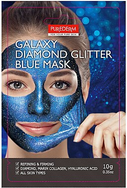 Маска-плівка для обличчя "Блакитна" - Purederm Galaxy Diamond Glitter Blue Mask — фото N1