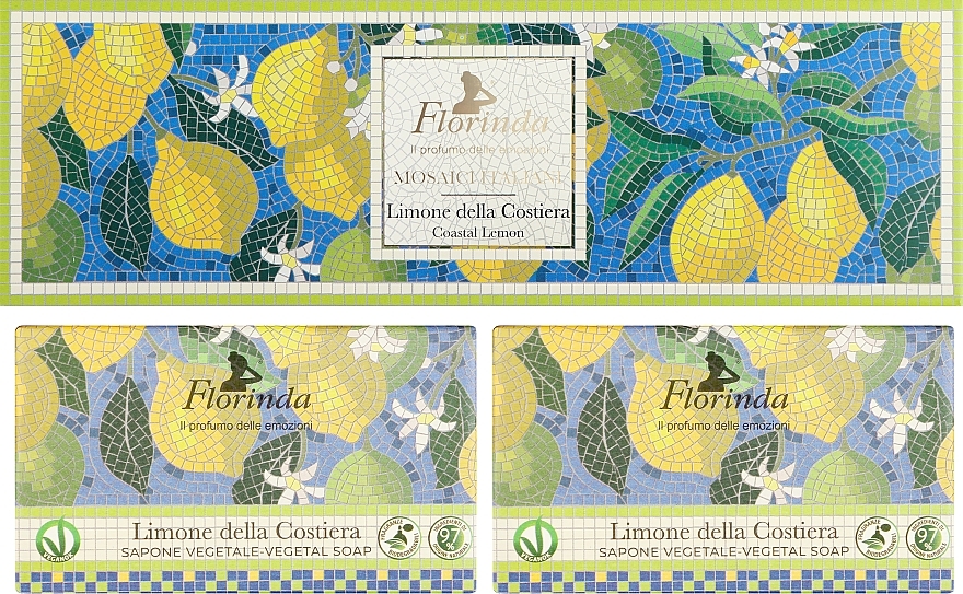 Набір мила "Прибережний лимон" - Florinda Mosaici Italiani Vegetal Soap (soap/2x200g) — фото N1