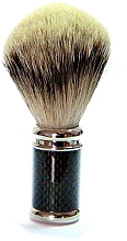 Помазок для гоління зі срібним наконечником, борсук - Golddachs Shaving Brush, Silver Tip Badger, Metal Chrome Handle, Black, Silver Carbon Optic — фото N1