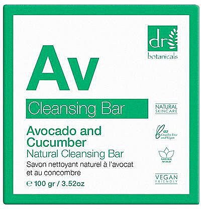 Мило - Dr. Botanicals Avocado y Cucumber Natural Cleansing Bar — фото N1