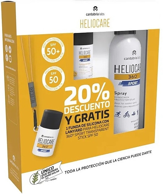 Набір - Cantabria Labs Heliocare 360º Sport (spray/100ml + stick/25g + acc) — фото N1