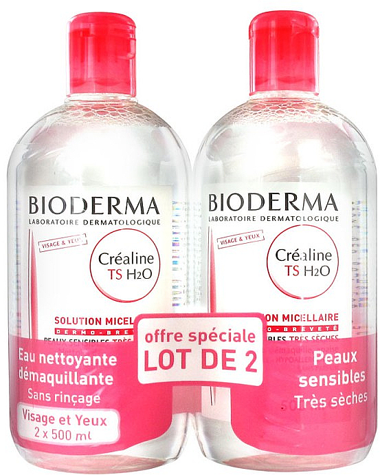Набор - Bioderma Crealine TS H2O Solution Micellair (micellaire/2x500ml) — фото N1