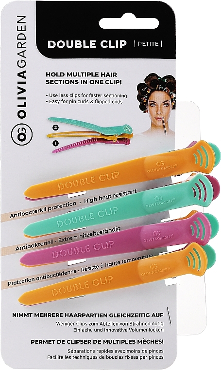 Набір затискачів для волосся, помаранчевий + фіолетовий + бірюзовий + помаранчевий - Olivia Garden — фото N1