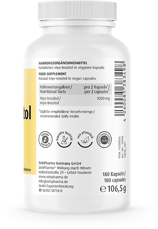 Пищевая добавка "Мио-Иноситол" 500 мг - ZeinPharma Myo-Inositol — фото N3