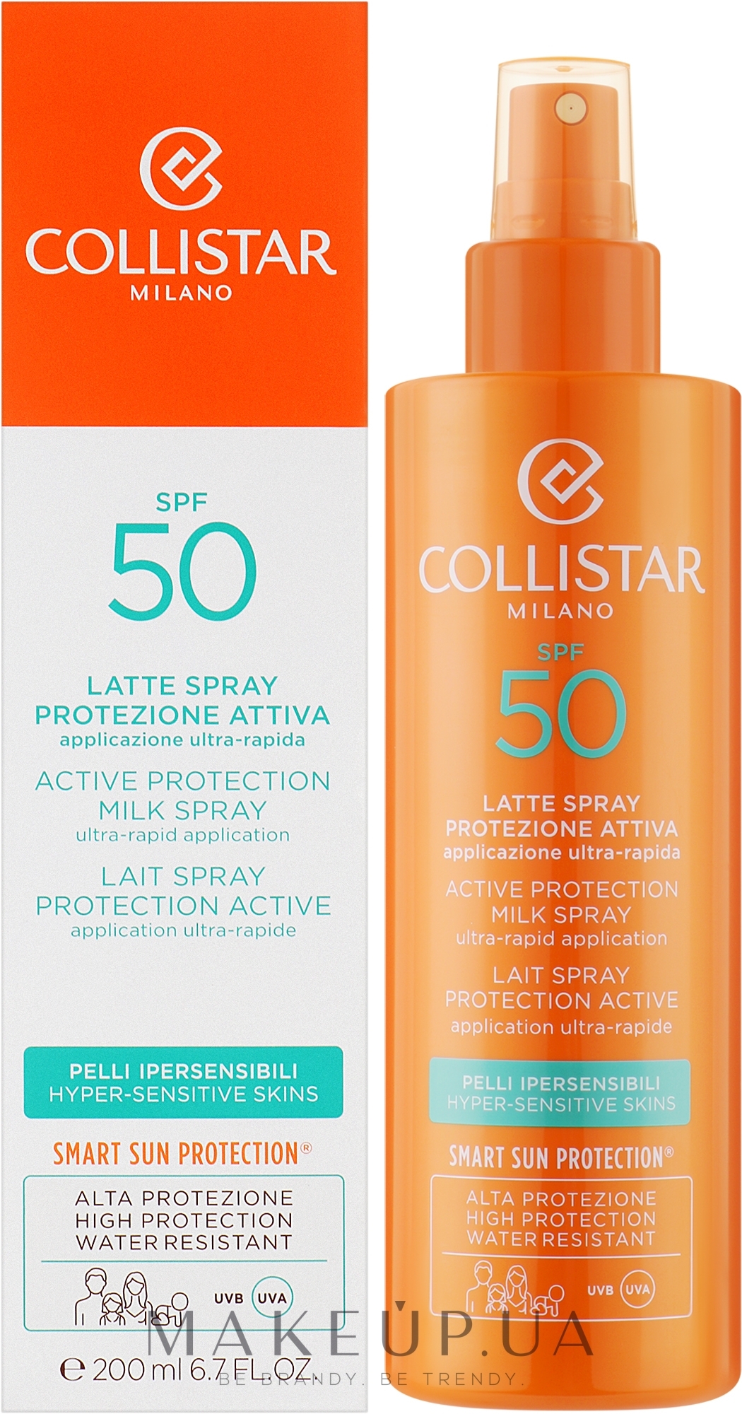 Солнцезащитный спрей SPF50 - Collistar Sun Care Active Protection Milk Spray Ultra-Rapid Application SPF50 — фото 200ml