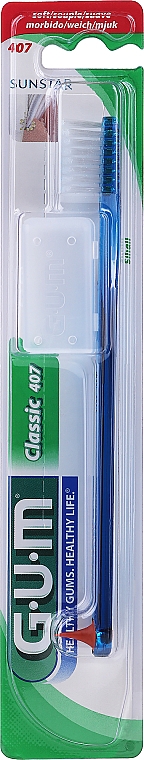 Зубна щітка «Classic 407», м'яка, синя - G.U.M Soft Compact Toothbrush — фото N1