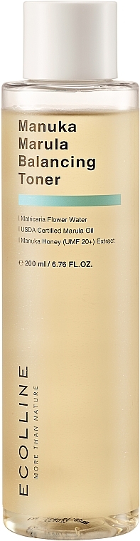 Балансирующий тонер для лица с медом манука и маслом марулы - Ecolline Manuka Marula Balancing Toner