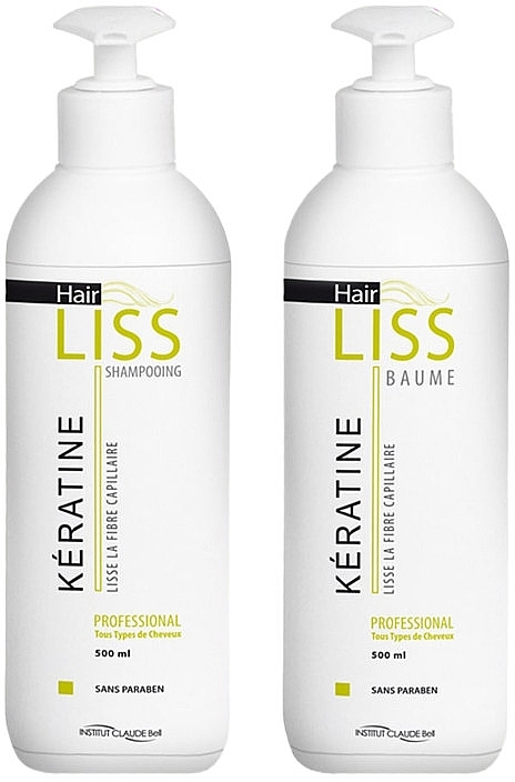 Набор - Institut Claude Bell Hairliss Keratin (shmp/500ml + h/balm/500ml) — фото N1