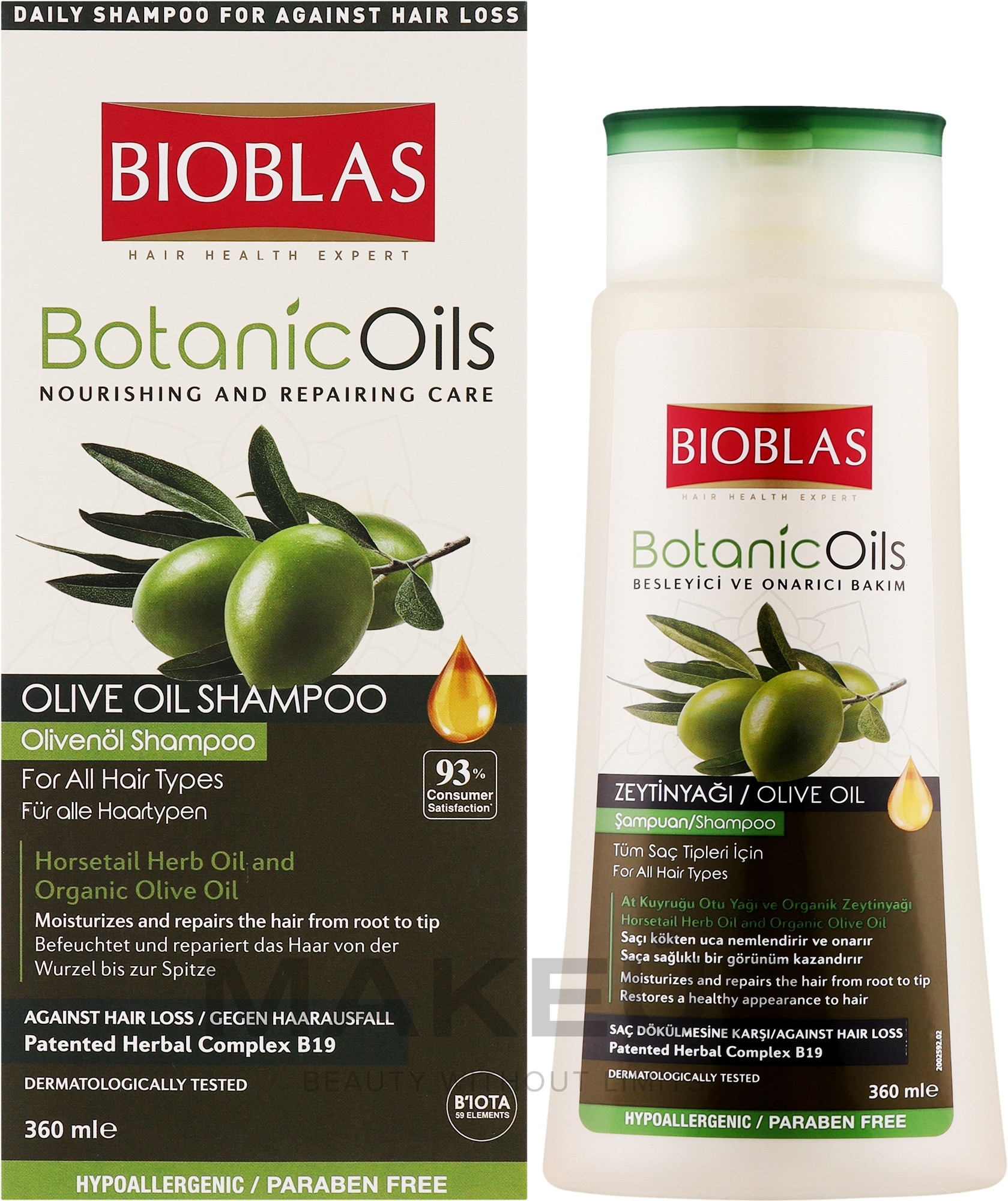 Шамунь для волосся з оливковою олією - Bioblas Botanic Oils — фото 360ml