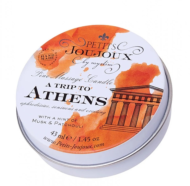 Масажна свічка з ароматом мускусу й пачулів - Petits JouJoux Mini A Trip To Athens — фото N1