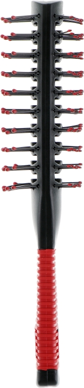 Расческа для укладки волос с прорезями, двойная, РМ-8519 K, красно-черная - Silver Style — фото N2