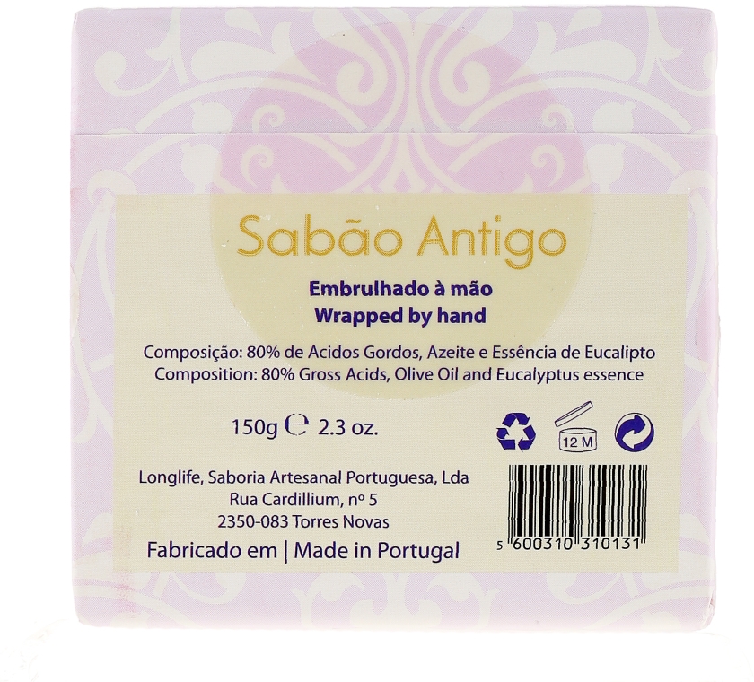Натуральне мило ручної роботи, бузково-білі візерунки - Essencias De Portugal Handmade Soap Olive Oil — фото N2