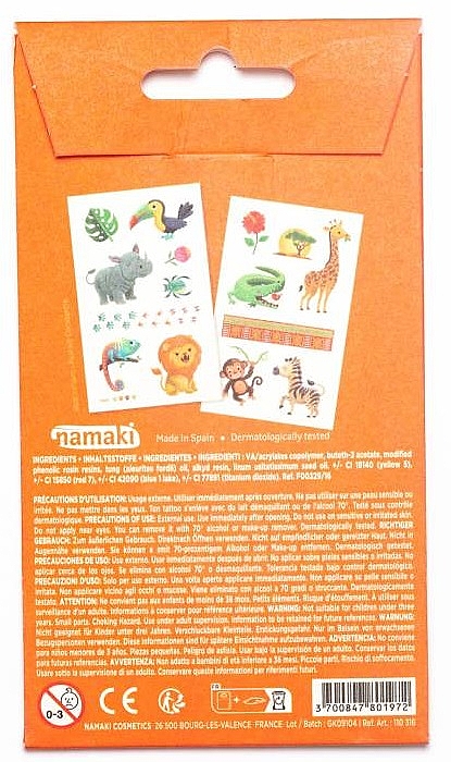 Временное тату для детей "Дикая природа" - Namaki Wildlife Tattoo — фото N3