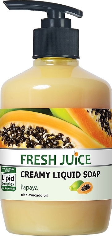 Крем-мыло с увлажняющим молочком "Папайя" с дозатором - Fresh Juice Papaya — фото N1