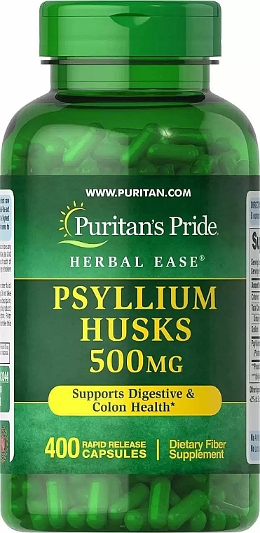 Харчова добавка "Лушпиння насіння подорожника" - Puritan's Pride Psyllium Husks 500mg — фото N1