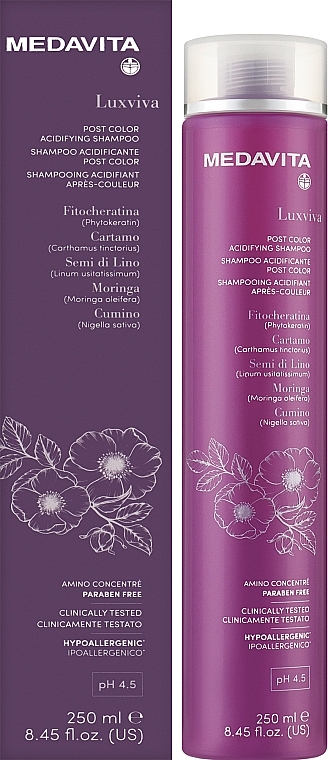 Шампунь-постколор для окрашенных волос - Medavita Luxviva Post Color Acidifying Shampoo — фото N3