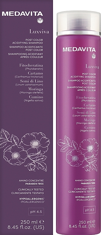 Шампунь-постколор для фарбованого волосся - Medavita Luxviva Post Color Acidifying Shampoo — фото N3