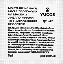 Парфумерія, косметика Зволожуюча маска з аквапоринами та гіалуроновою кислотою - Yucos Moisturizing Face Mask Aquaporins & Hyaluronic Acid (пробник)