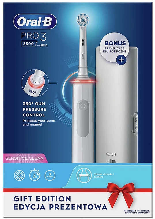 Электрическая зубная щетка с белым футляром - Oral-B Pro 3 — фото N2