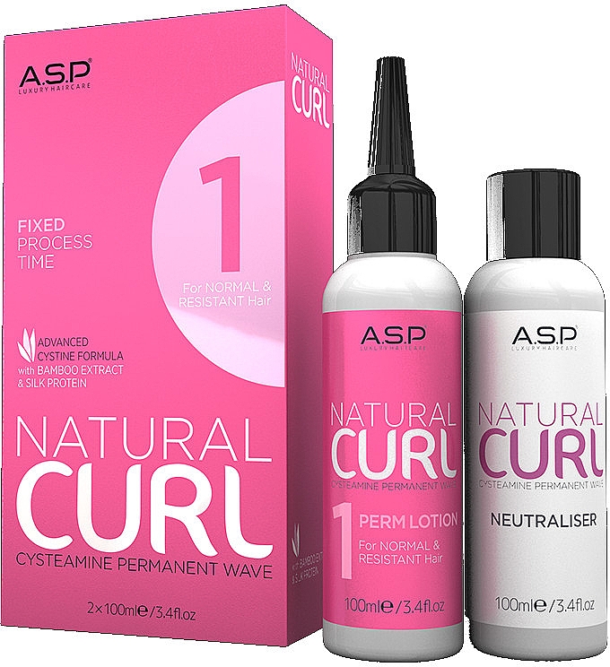 Набор - ASP Salon Professional Natural Curl Perm No.1 + Fix (neitraliser/100ml+hair/lot/100ml) — фото N1