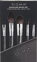 Набір пензлів для макіяжу в косметичці, 5 шт. - Sigma Beauty Signature Brush Set — фото N1