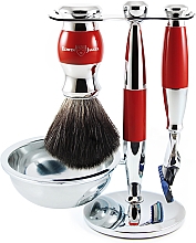 Духи, Парфюмерия, косметика Набор для бритья - Edwin Jagger Red & Chrome 4 Piece Fusion Set Black Synthetic