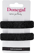 Затискач для волосся, чорна з камінчиками - Donegal — фото N1