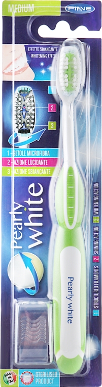Зубная щетка "Pearly White", средней жесткости, салатовая - Piave Pearly White Medium Toothbrush — фото N1