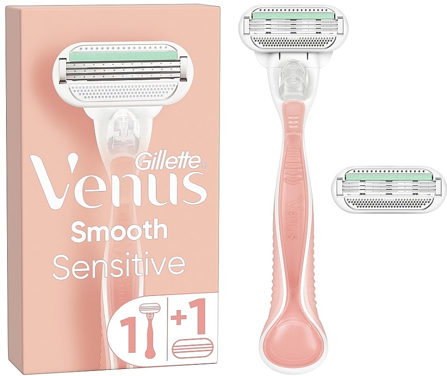 Станок для гоління рожевий + 1 змінна касета - Gillette Venus Smooth Sensitive — фото N1