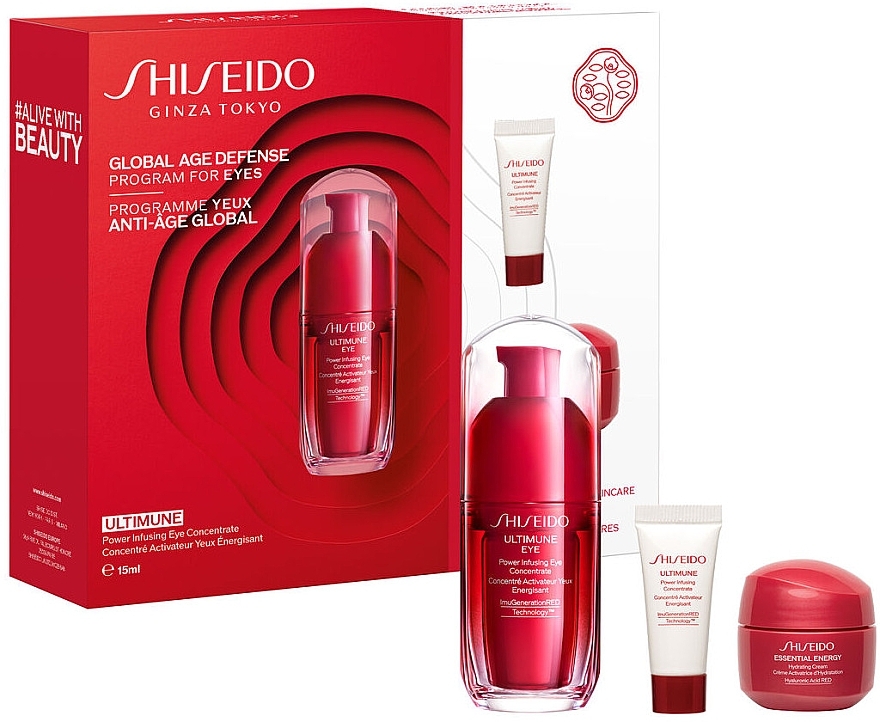 Набор - Shiseido Ultimune Global Age Defense Program For Eyes (f/conc/5ml + eye/conc/15ml + f/cr/15ml) — фото N1