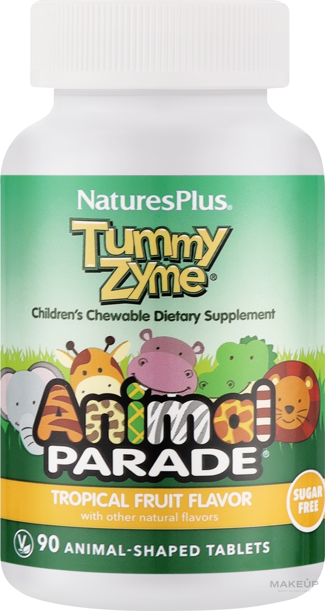 Дитячі жувальні таблетки для покращення травлення - NaturesPlus Animal Parade Tummy Zyme Chewable — фото 90шт