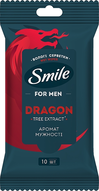 Влажные салфетки с экстрактом дерева дракона, 10 шт. - Smile Men — фото N1