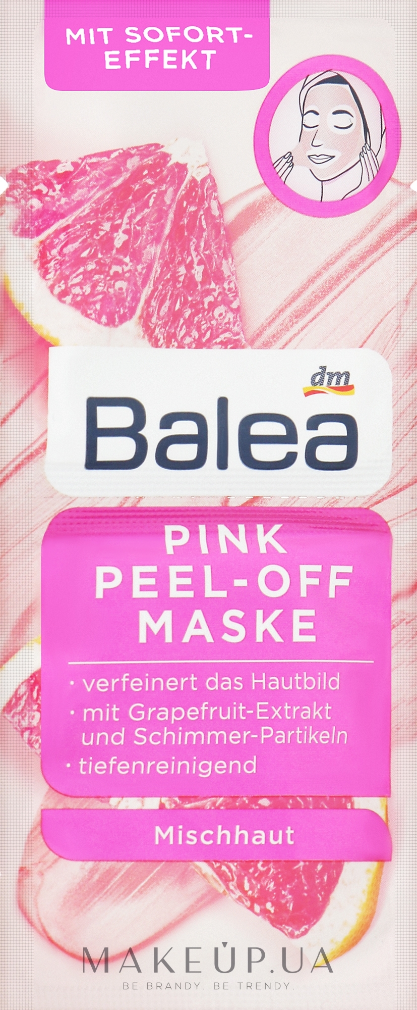Маска для лица с экстрактом грейпфрута - Balea Pink Peel-Off — фото 16ml