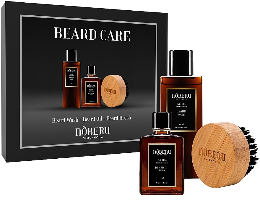 Набор - Noberu Of Sweden Beard Care (beard/shm/130ml + beard/oil/30ml + beard/brush/1pc) — фото N1