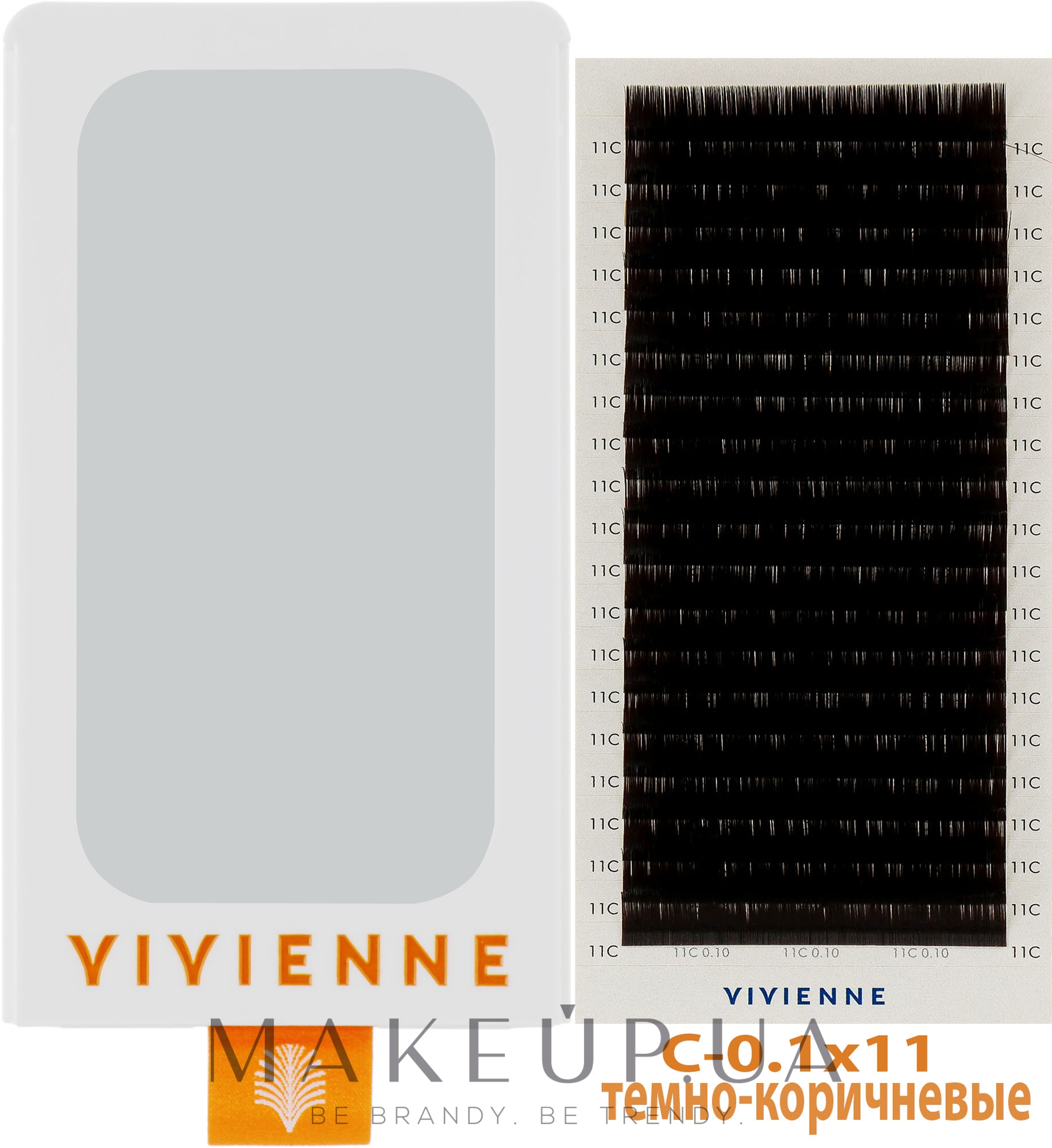 Ресницы "Elite", темно-коричневые, 20 линий (органайзер) (один размер, 0,1, C, 11) - Vivienne — фото 1уп