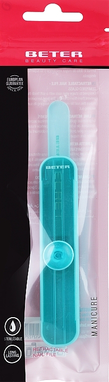 Выдвижная пилочка для ногтей из закаленного стекла, бирюзовая - Beter Retractable Glass File Secret — фото N1