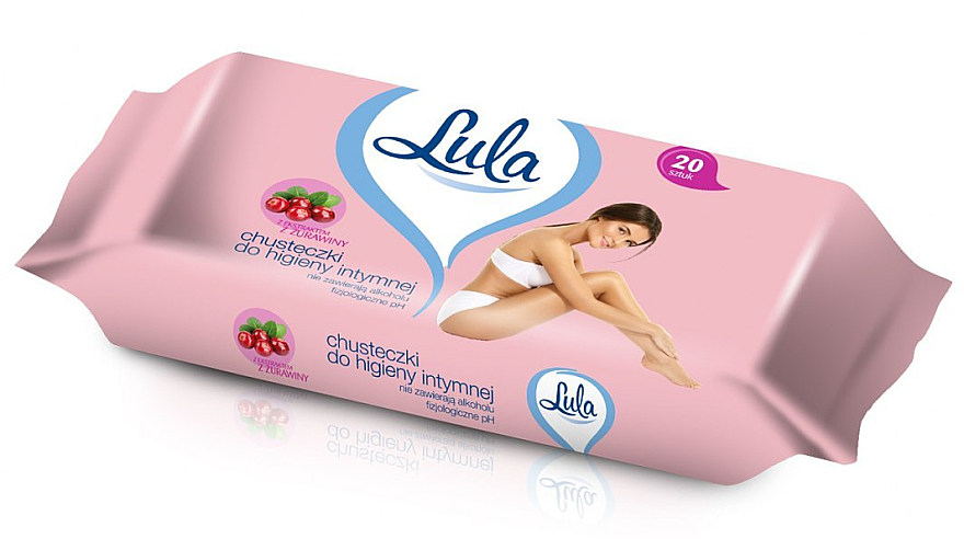 Серветки для інтимної гігієни з екстрактом журавлини, 20 шт   - LULA — фото N1