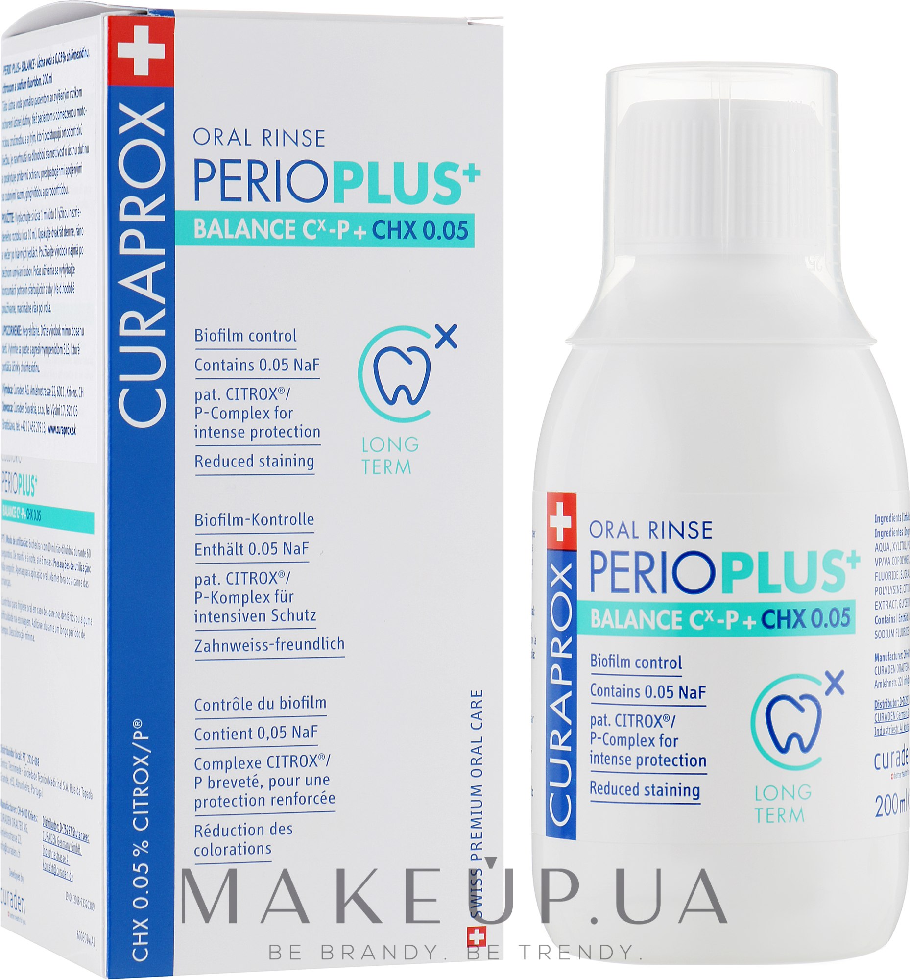 Ополаскиватель для полости рта, 0,05% хлоргексидина - Curaprox Perio Plus+ — фото 200ml