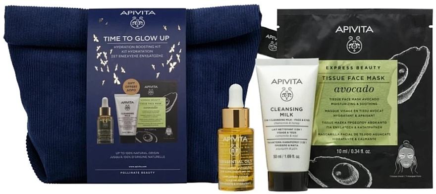 Набір - Apivita Time To Glow Up Set (face/oil/15ml + milk/50ml + mask/10ml + bag/1pcs) — фото N1