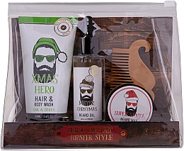 Парфумерія, косметика Набір - Accentra Hipster Style Xmas Bathroom Set (sh/gel/95ml + beard/oil/50ml + beard/wax/20g + crest/1pcs)