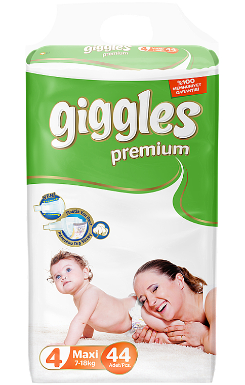 Подгузники Giggles Premium Jumbo Packs Maxi (7-18кг) 44шт - Giggles — фото N1
