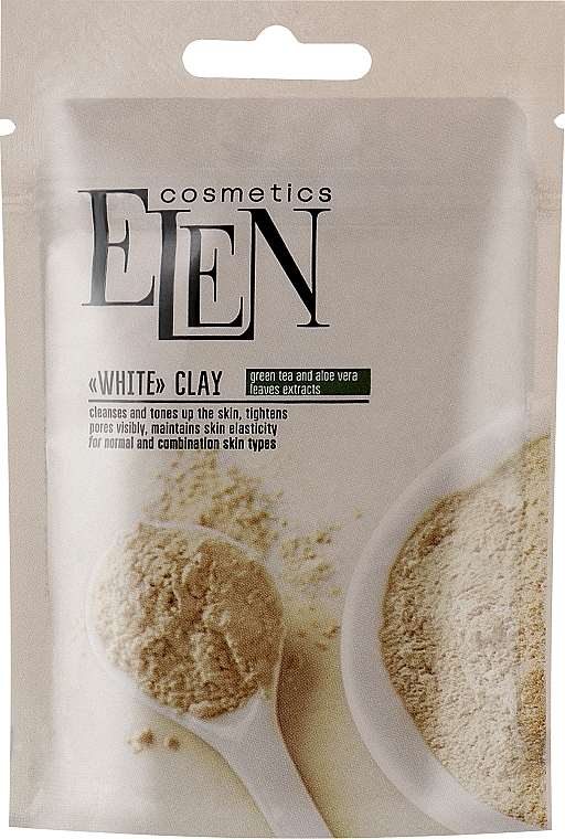 Глина біла з екстрактом зеленого чаю і алое вера - Elen Cosmetics — фото N1