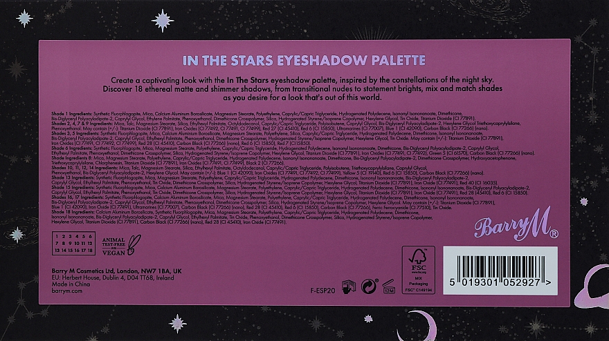 Палетка теней для век, 18 цветов - Barry M Eyeshadow Palette In The Stars — фото N3