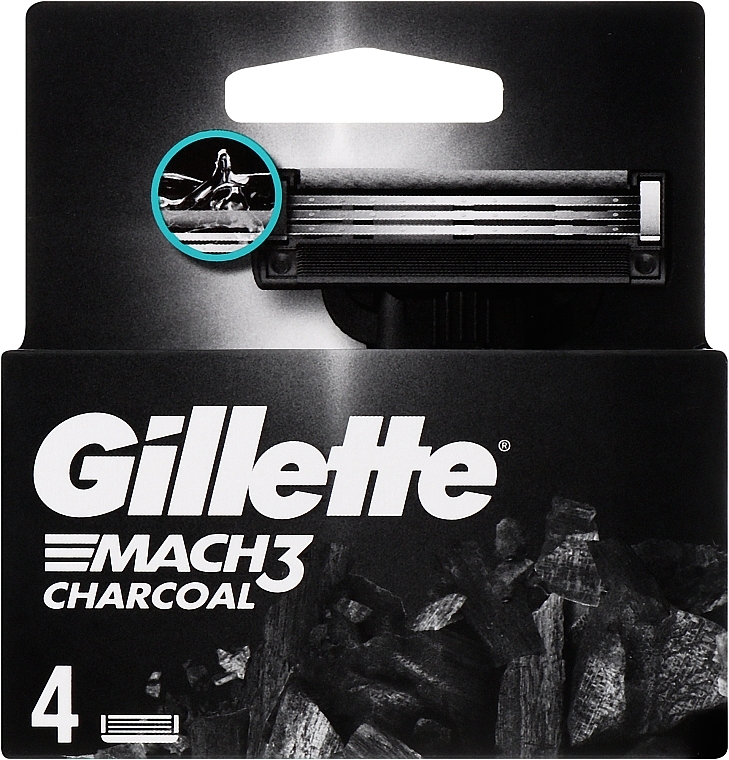 Сменные кассеты для бритья, 4 шт. - Gillette Mach3 Charcoal — фото N10