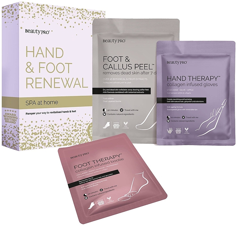 Набір - BeautyPro SPA At Home Hand & Foot Renewal (hand/mask/17g + foot/mask/17g + foot/peel/40g) — фото N1