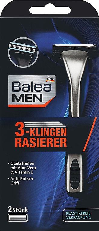 Станок для бритья с 3 лезвиями, упаковка без пластика - Balea Men — фото N1