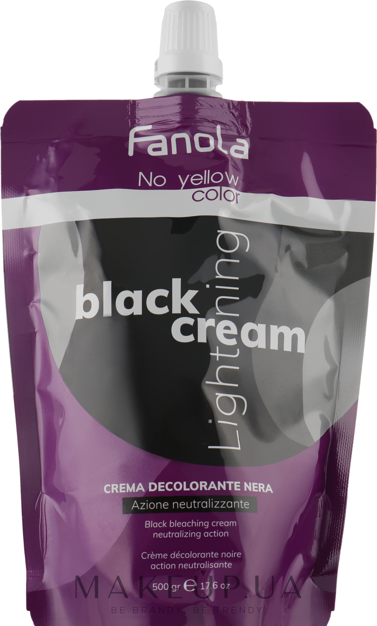 Черный осветляющий крем c эффектом серебра - Fanola No Yellow Black Cream Lightener — фото 500g