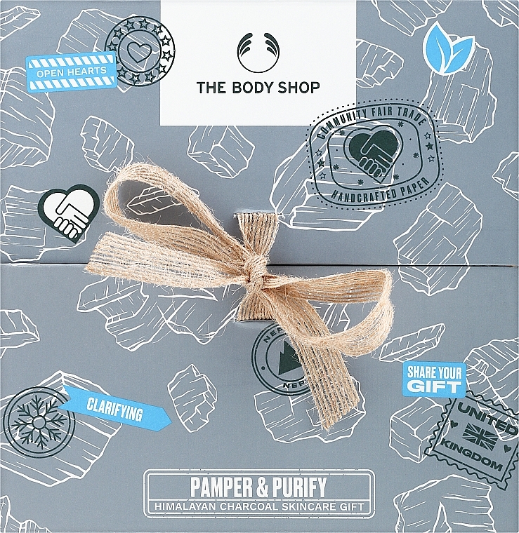 Набір - The Body Shop Pamper & Purify Himalayan Charcoal Skincare Gift Christmas Gift Set (gel/125ml + mask/75ml + peel/30ml) — фото N1