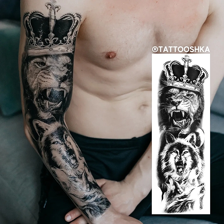 Тату-рукав "Царь зверей" - Tattooshka — фото N1